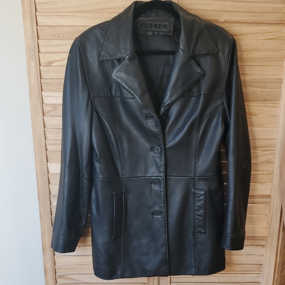 Vintage JLC New York Black Leather Women's Jacket SZ L